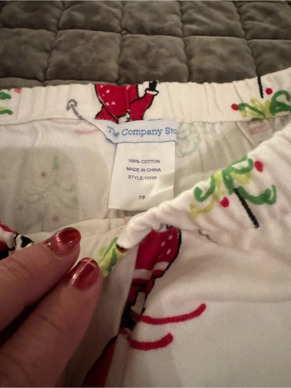The Company Store Kids Santa Ski Pajama Set - White, Red & Green